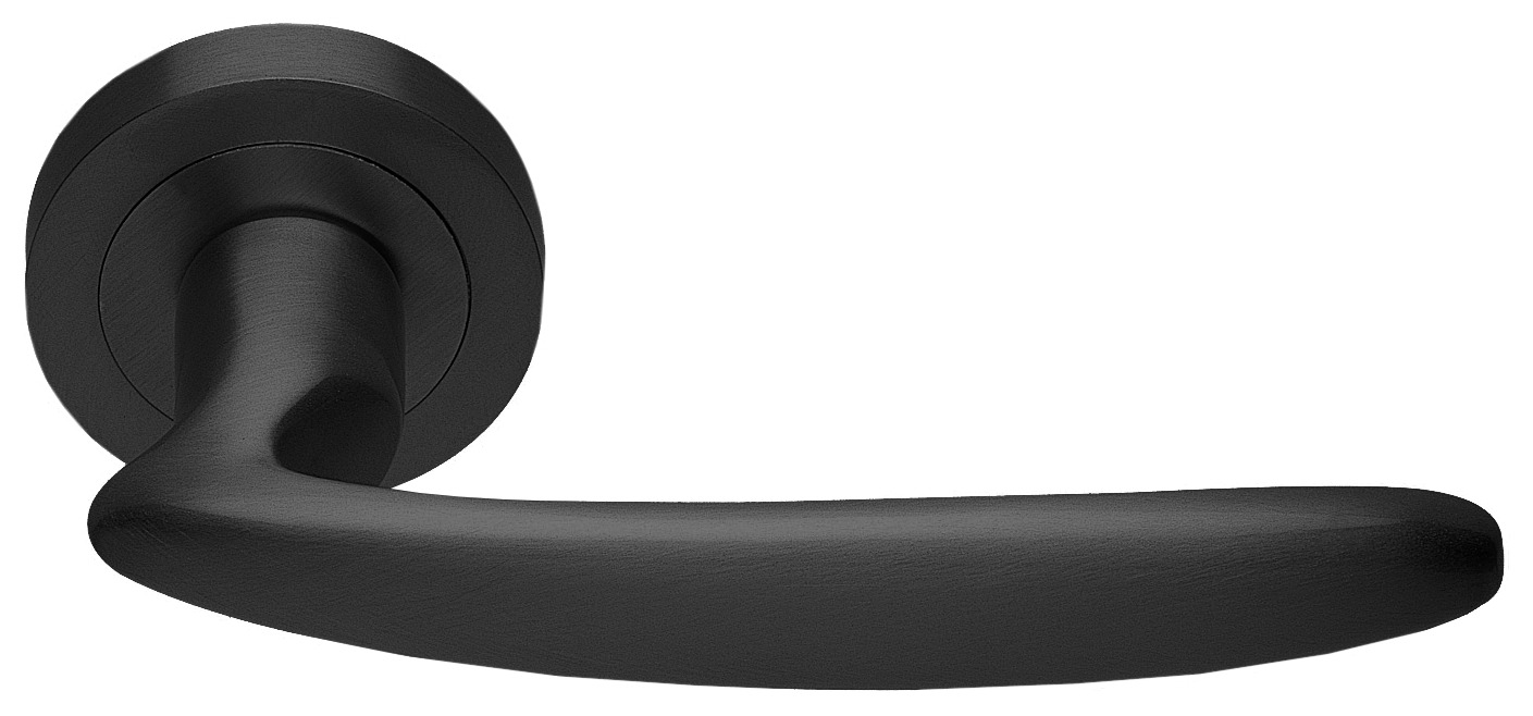 Ручка дверная FLAMINGO R2 NERO раздельная на круглой розетке, цвет - черный фото купить Тверь