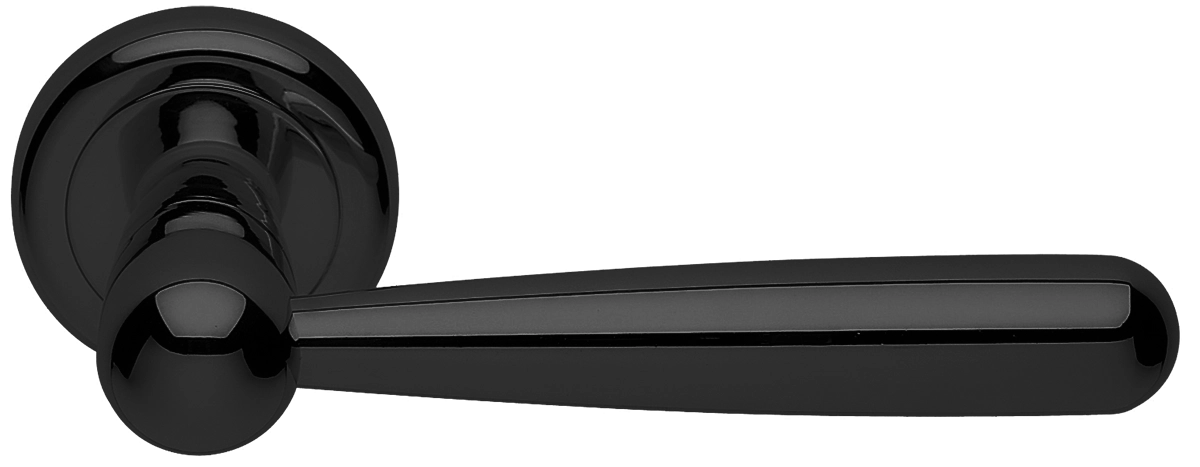 Ручка дверная PINOKKIO R4 NERO раздельная на круглой розетке, цвет - черный фото 1 Ручка дверная PINOKKIO R4 NERO раздельная на круглой розетке, цвет - черный фото купить Тверь