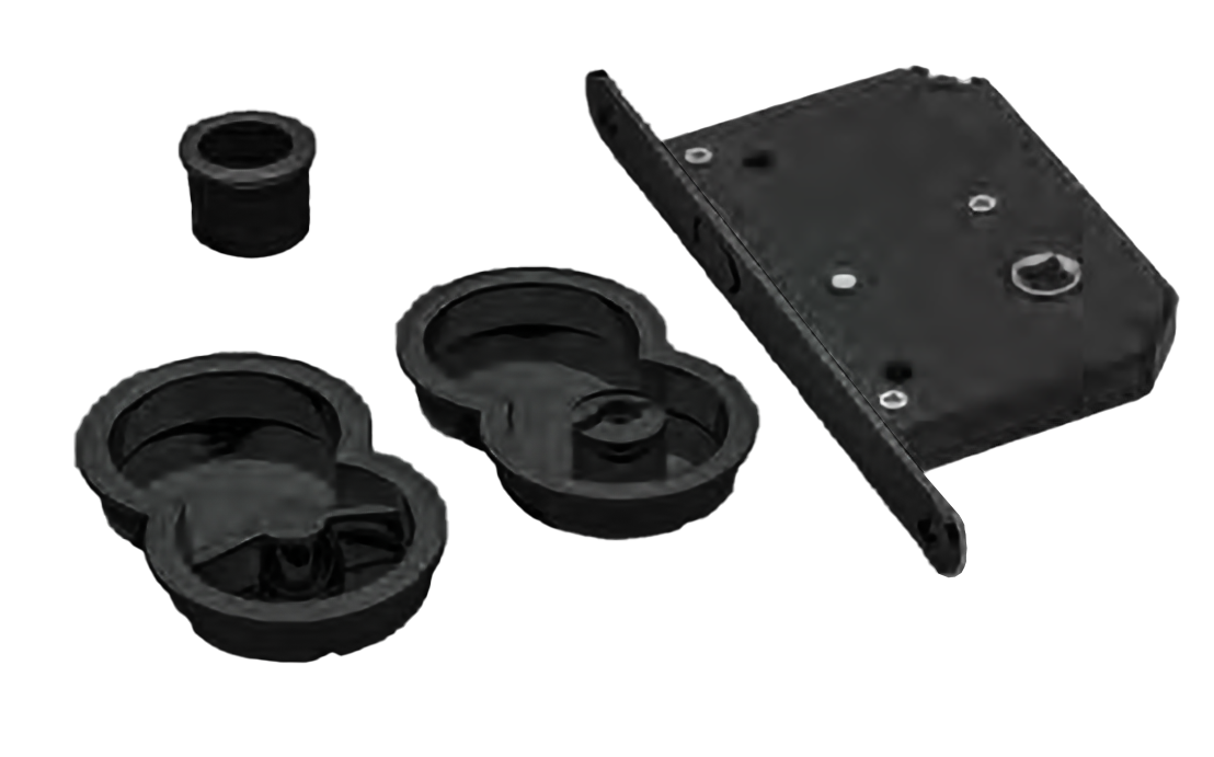 Ручки для раздвижных дверей INFINITY ART.85/B NERO с замком и заверткой, цвет - черный фото купить Тверь