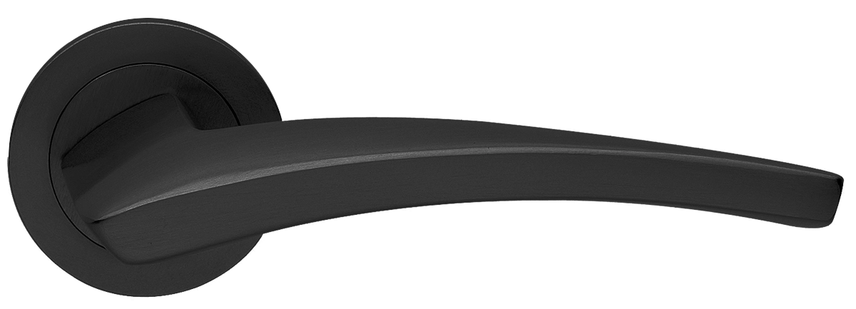 Ручка дверная WIND R2 NERO раздельная на круглой розетке, цвет - черный фото купить в Твери