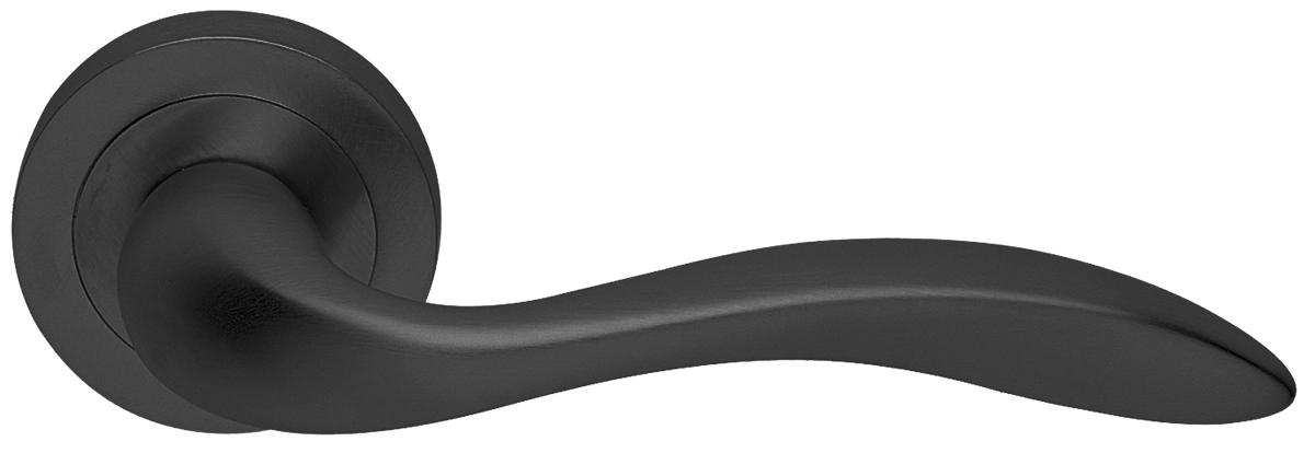 Ручка дверная LEON R2 NERO раздельная на круглой розетке, цвет черный, латунь фото купить в Твери