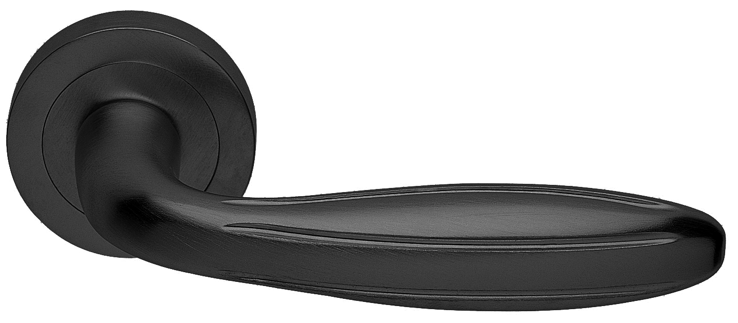 Ручка дверная BUD R2 NERO раздельная на круглой розетке, цвет черный, латунь фото купить в Твери