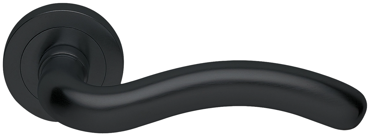 Ручка дверная SNAKE R2 NERO раздельная на круглой розетке, цвет черный, латунь фото купить в Твери