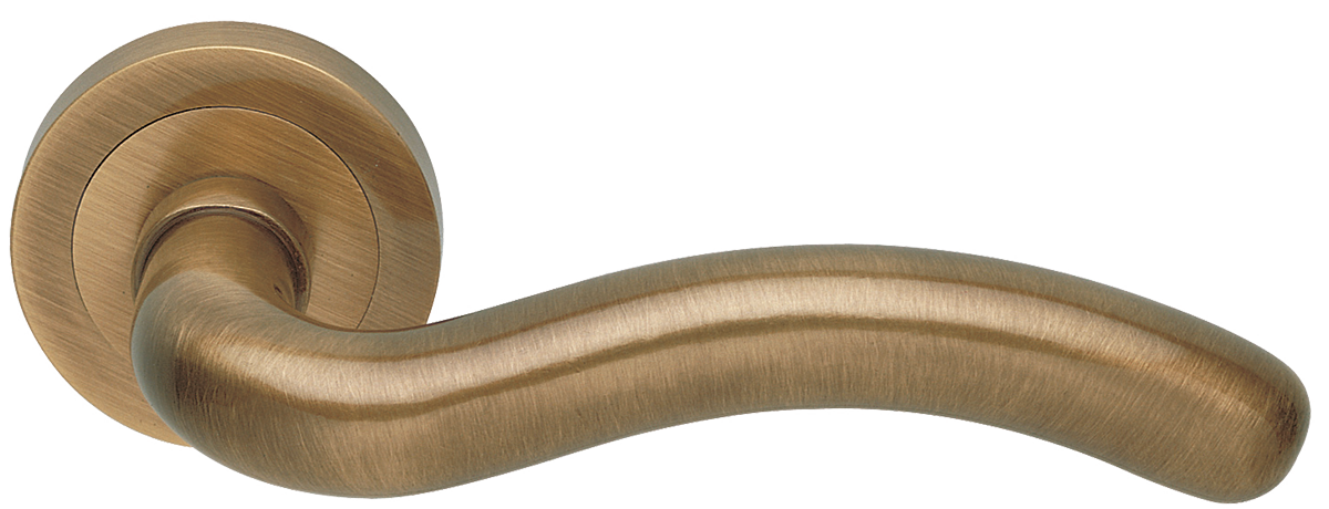 Ручка дверная SNAKE R2 BGO раздельная на круглой розетке, цвет матовая бронза, латунь фото купить в Твери