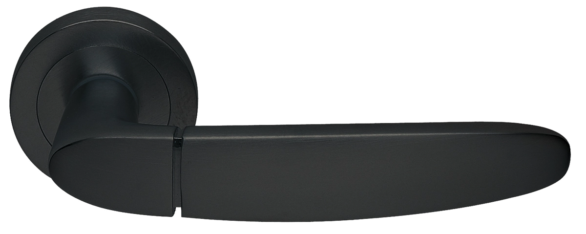 Ручка дверная SAIL R2 NERO раздельная на круглой розетке, цвет черный, латунь фото купить в Твери