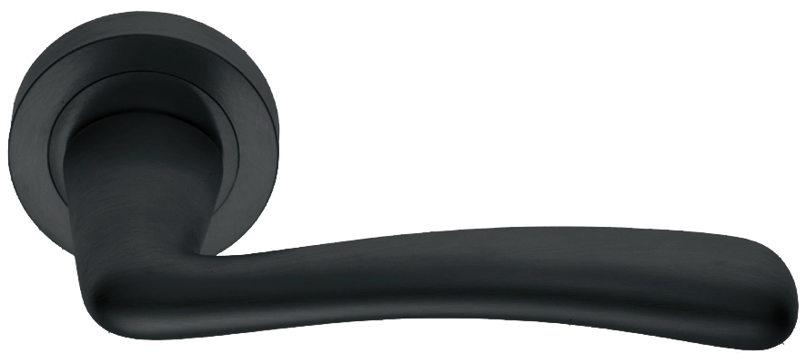 Ручка дверная COCKATOO R2 NERO раздельная на круглой розетке, цвет черный, латунь фото купить в Твери