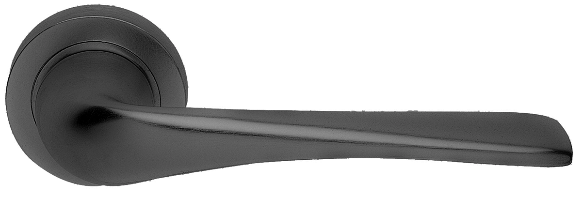 Ручка дверная LE MANS R2 NERO раздельная на круглой розетке, цвет черный, латунь фото купить в Твери