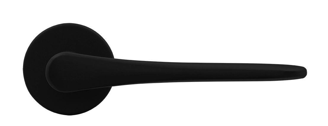 Ручка дверная AULA R5 NERO-ST на круглой розетке, цвет черный soft-touch, ЦАМ фото купить в Твери