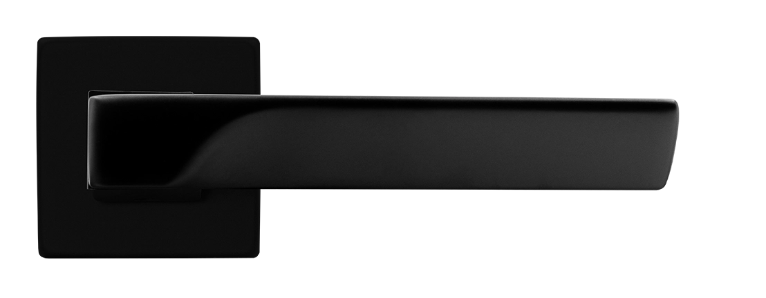 Ручка дверная FIORD S5 NERO-ST на квадратной розетке цвет черный soft-touch, ЦАМ фото купить в Твери
