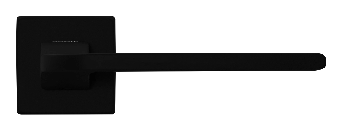 Ручка дверная SPUTNIK S5 NERO-ST на квадратной розетке, цвет черный soft-touch, ЦАМ фото фурнитура Тверь