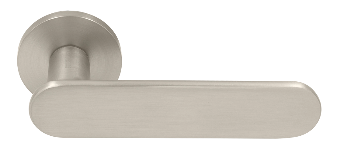 Ручка дверная MH-65-R6 SEMPIONE MSN на круглой розетке, цвет матовый сатинированный никель фото купить Тверь