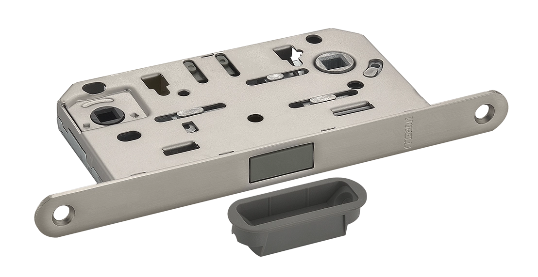 Защелка межкомнатная M1895 MSN с ответной планкой, магнитная сантехническая, цвет матовый сатинированный никель фото купить Тверь