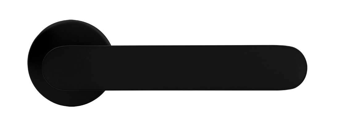 Ручка дверная LE BOAT R5 NERO-ST раздельная на круглой розетке, цвет черный soft-touch, латунь фото купить в Твери