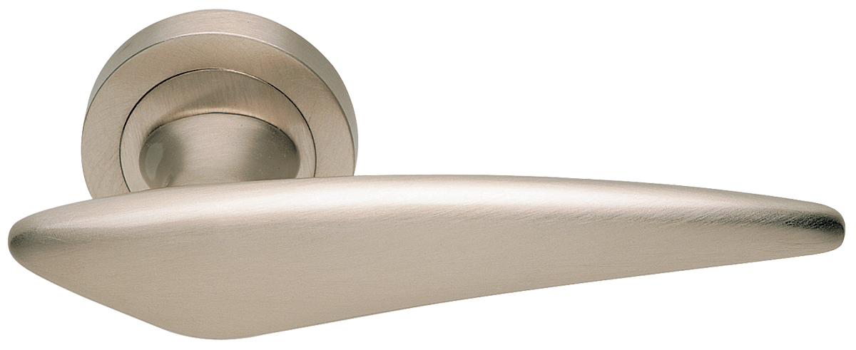 Ручка дверная BOLID R2 NIS раздельная на круглой розетке, цвет матовый никель, латунь фото купить Тверь