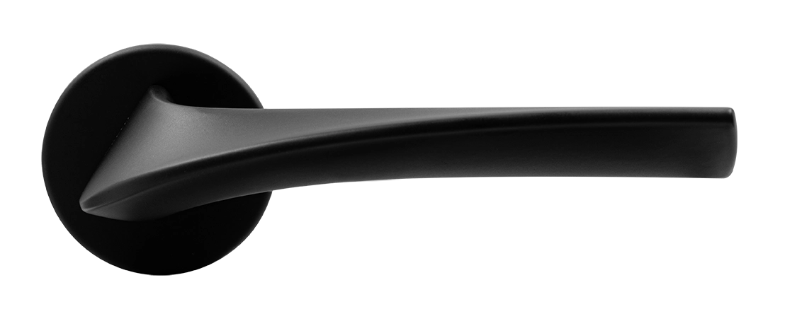 Ручка дверная COMETA R5 NERO-ST на круглой розетке цвет черный soft-touch, ЦАМ фото купить в Твери