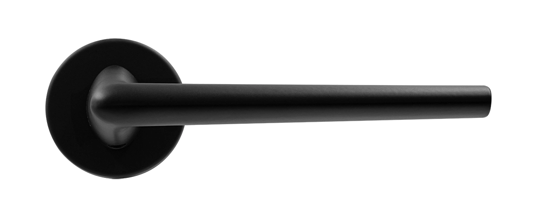 Ручка дверная THE FORCE R5 NERO-ST на круглой розетке, цвет черный soft-touch, ЦАМ фото купить в Твери