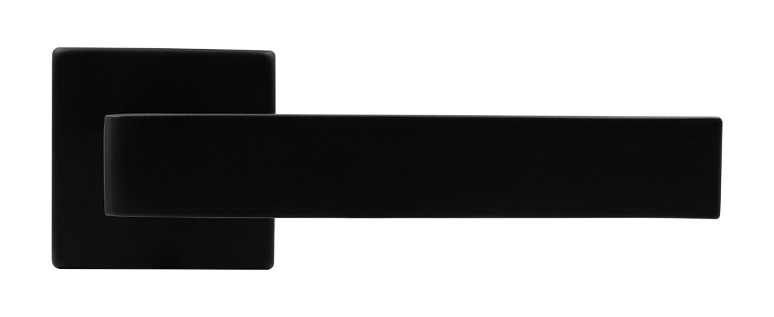 Ручка дверная HORIZONT S5 NERO-ST на квадратной розетке, цвет черный soft-touch, ЦАМ фото купить в Твери