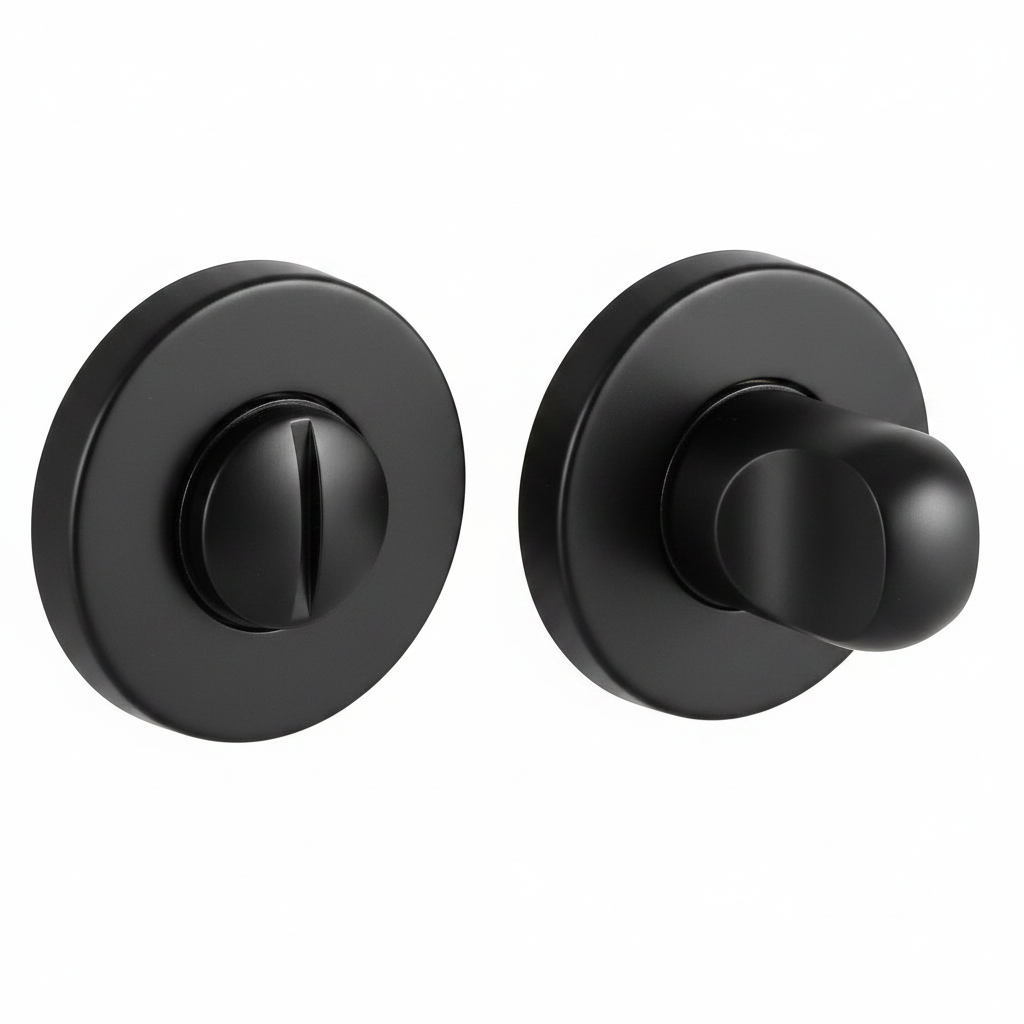 Завертка сантехническая LUX-WC-R3-E NERO-ST на круглой розетке цвет черный soft-touch, ЦАМ фото купить Тверь
