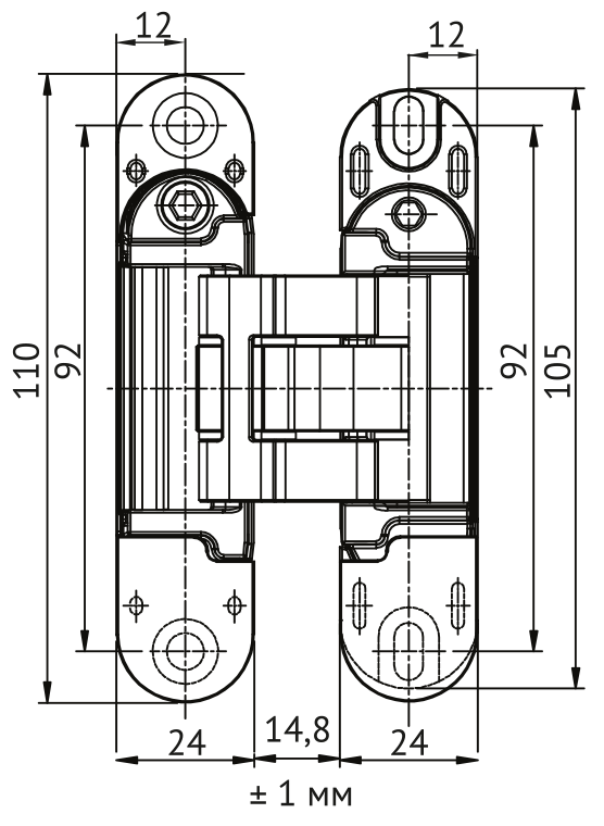 Петля скрытая HH-28 SC врезная с 3D-регулировкой вес полотна до 40 кг, цвет матовый хром фото купить в Твери