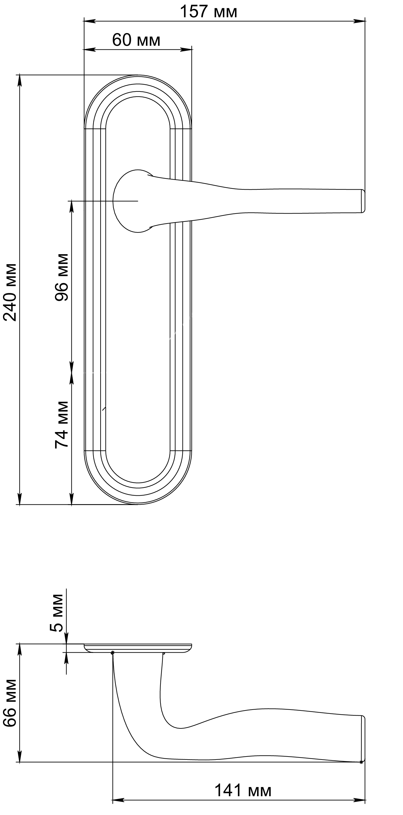 Ручка дверная LVB PLR SST на планке, цвет Летняя гроза/Summer Storm фото фурнитура Тверь