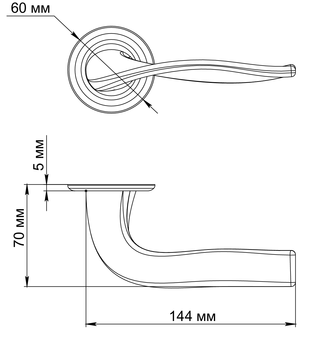 Ручка дверная SKYSCRAPER R7 SSW на круглой розетке, цвет Стокгольмский снегопад/Stockholm Snowfall фото фурнитура Тверь