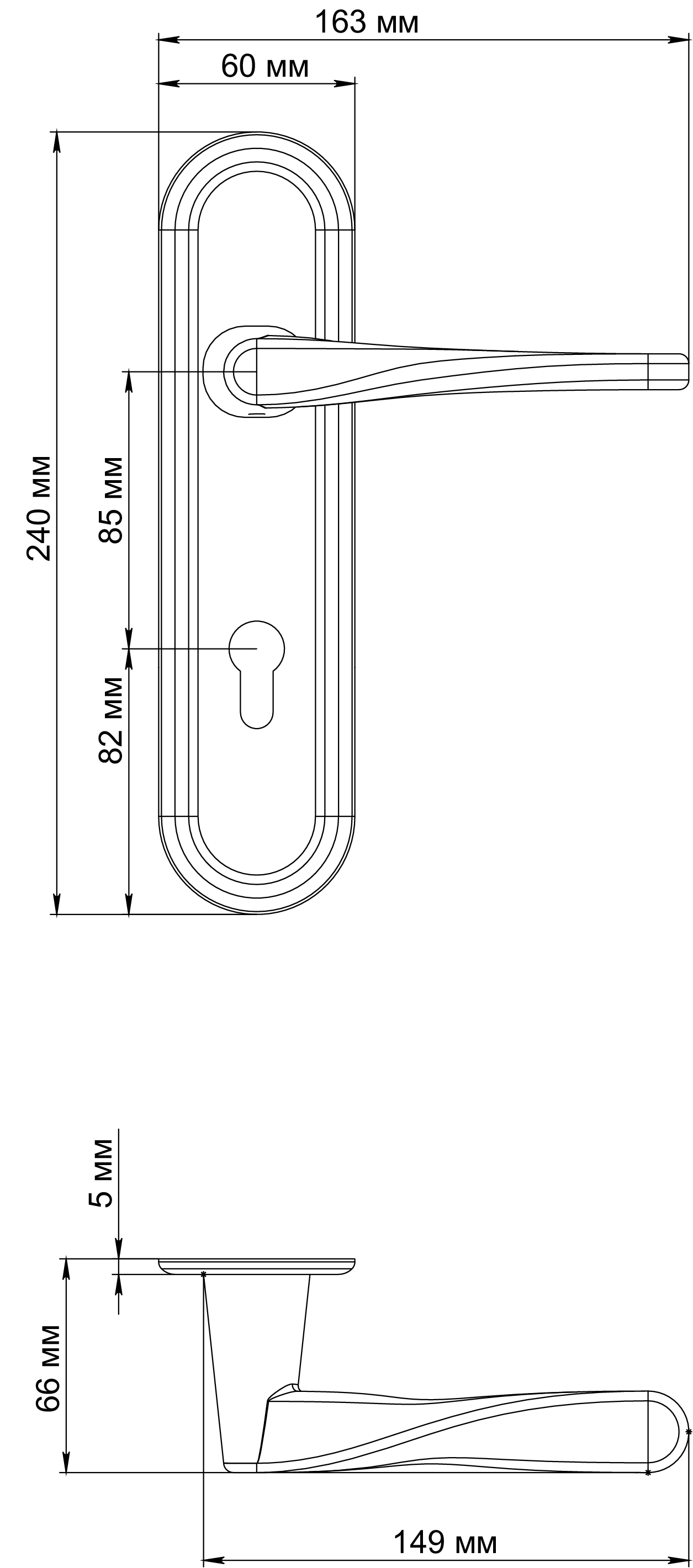 Ручка дверная THE OLYMPICS PLR KH SSW на планке под ключевой цилиндр, цвет Стокгольмский снегопад/Stockholm Snowfall фото купить в Твери