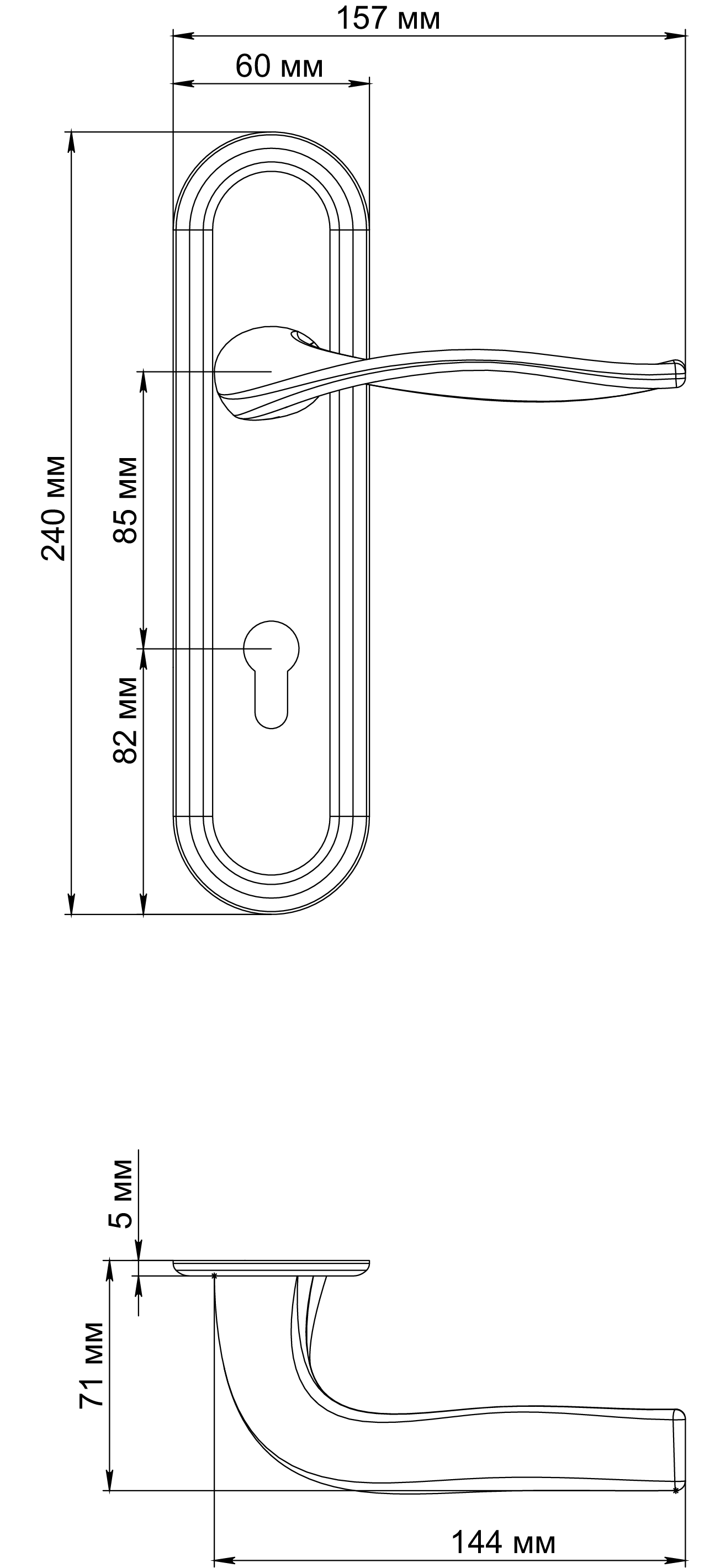 Ручка дверная SKYSCRAPER PLR KH WF на планке под ключевой цилиндр, цвет Зимняя стужа/Winter Frost фото купить в Твери