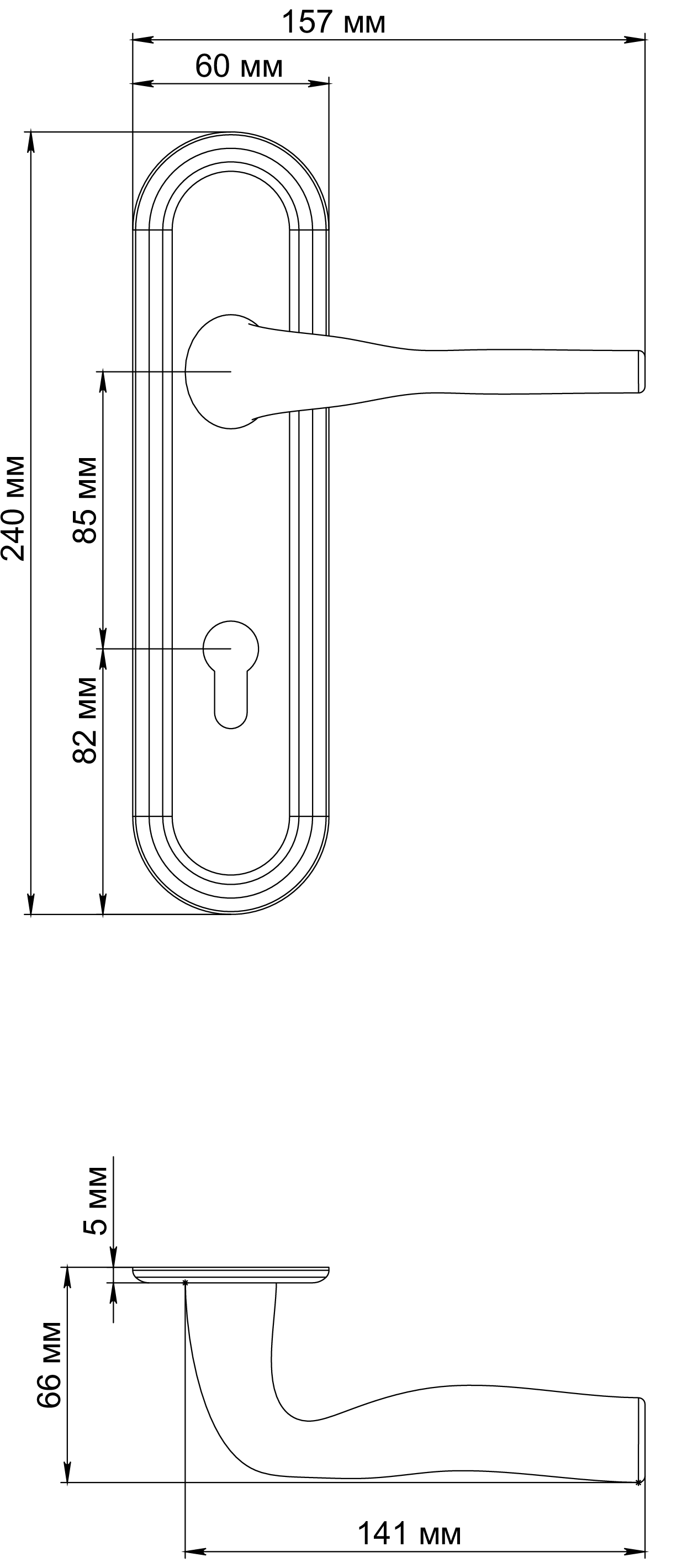 Ручка дверная LVB PLR KH SST на планке под ключевой цилиндр, цвет Летняя гроза/Summer Storm фото купить в Твери