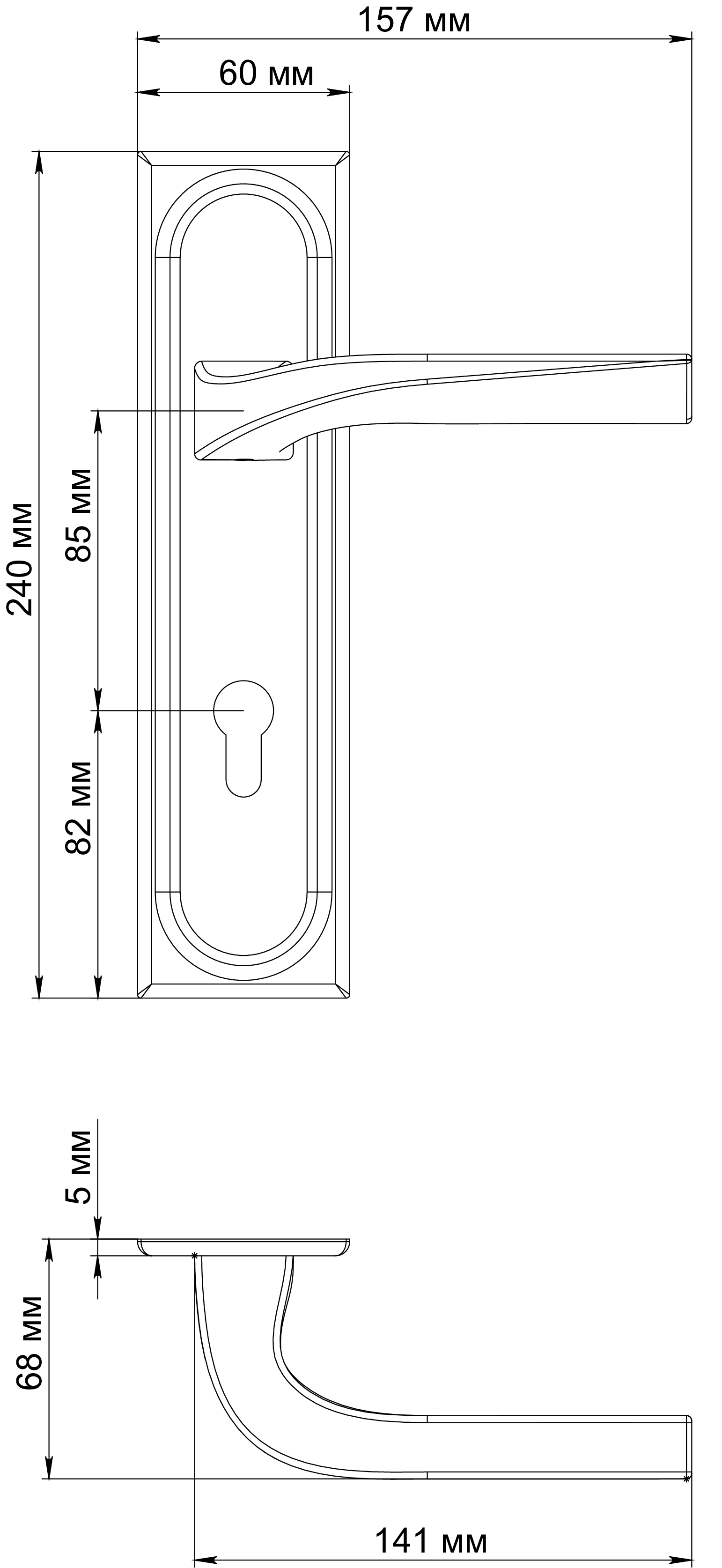 Ручка дверная WD CONCERT HALL PLS KH SSW на планке под ключевой цилиндр, цвет Стокгольмский снегопад/Stockholm Snowfall фото купить в Твери