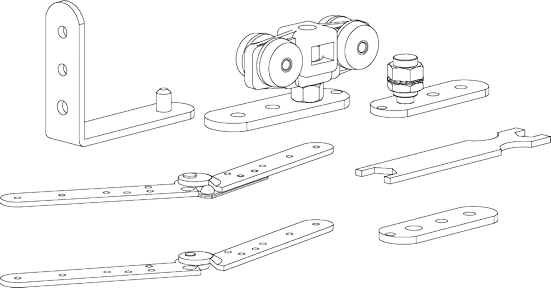 SLIDING SET 1133-1137, комплект роликов для двери "книжка", до 30кг фото купить в Твери