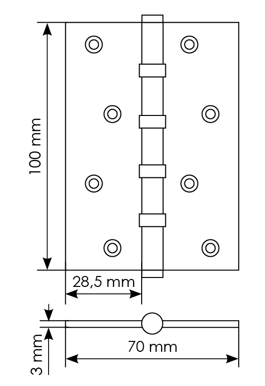 Петля карточная универсальная MBU 100X70X3-4BB COF латунь,врезная,цвет кофе фото купить в Твери