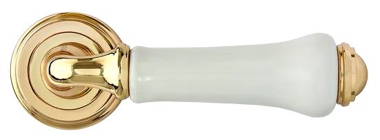 UMBERTO, ручка дверная MH-41-CLASSIC PG/W, цвет - золото/белый фото купить в Твери
