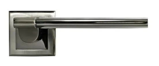 Ручка дверная AGBAR MH-21 SN/BN-S раздельная на квадратной накладке, цвет бел. никель/черн. никель, ЦАМ Light фото купить в Твери