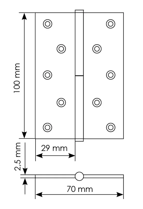 Петля универсальная разъемная MSD 100X70X2.5 AB L стальная левая, врезная, цвет бронза фото купить в Твери