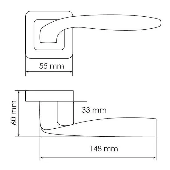 Ручка дверная SHELL MH-45 GR/CP-S55 раздельная на квадратной розетке, цвет графит/хром, ЦАМ Light фото купить в Твери