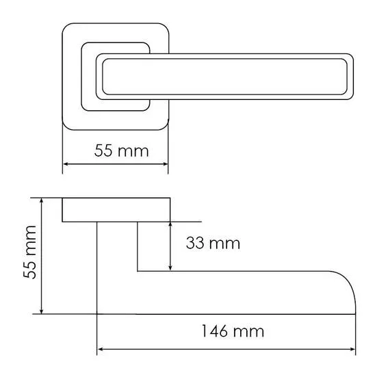 Ручка дверная FLEX MH-44 GR/CP-S55 раздельная на квадратном основании, цвет графит/хром, ЦАМ Light фото купить в Твери