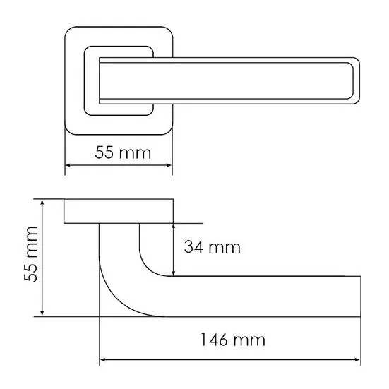 Ручка дверная EON MH-46 GR/CP-S55 раздельная на квадратной розетке, цвет графит/хром, ЦАМ Light фото фурнитура Тверь